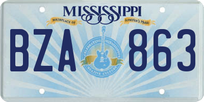 MS license plate BZA863