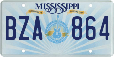 MS license plate BZA864