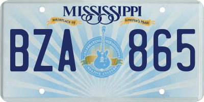 MS license plate BZA865