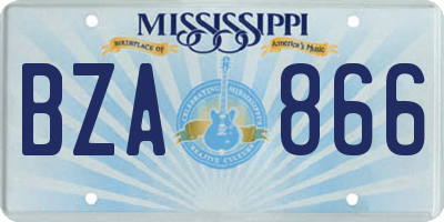 MS license plate BZA866