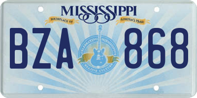 MS license plate BZA868