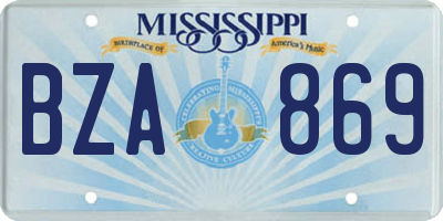 MS license plate BZA869