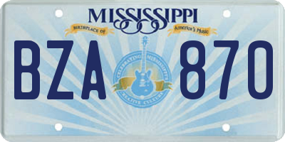 MS license plate BZA870
