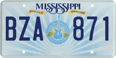 MS license plate BZA871