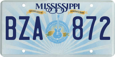 MS license plate BZA872