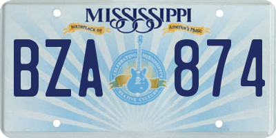 MS license plate BZA874