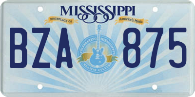 MS license plate BZA875