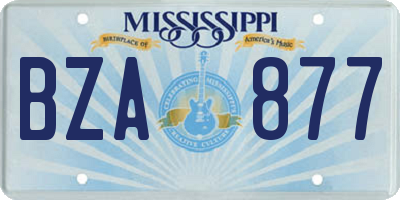 MS license plate BZA877