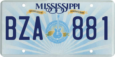 MS license plate BZA881