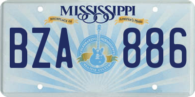 MS license plate BZA886
