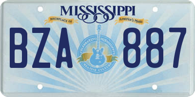 MS license plate BZA887