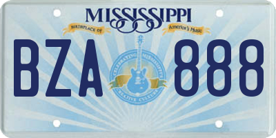 MS license plate BZA888