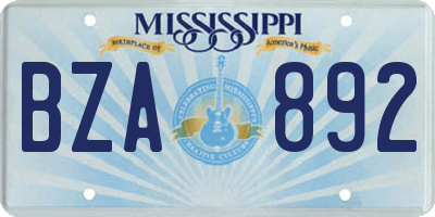 MS license plate BZA892