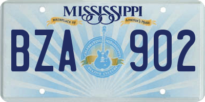 MS license plate BZA902