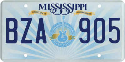 MS license plate BZA905