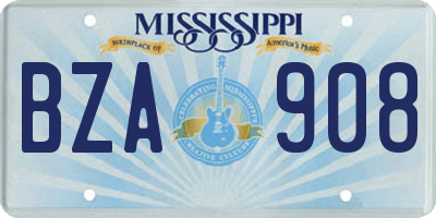 MS license plate BZA908