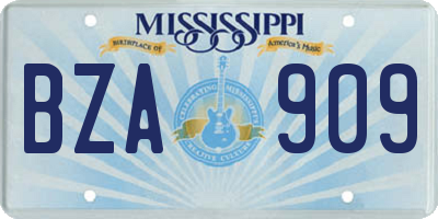 MS license plate BZA909