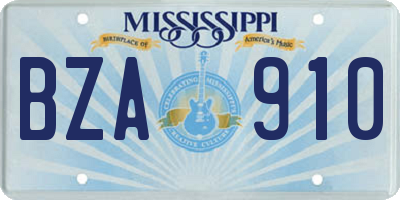 MS license plate BZA910
