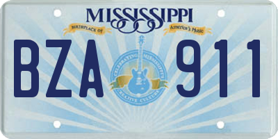 MS license plate BZA911