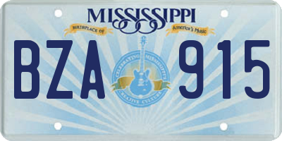 MS license plate BZA915