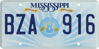 MS license plate BZA916