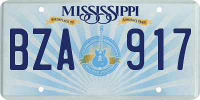 MS license plate BZA917