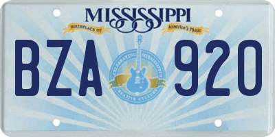 MS license plate BZA920