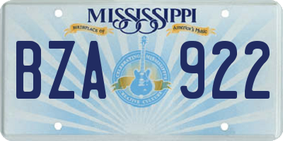 MS license plate BZA922