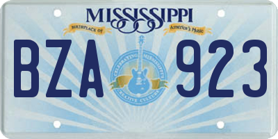 MS license plate BZA923