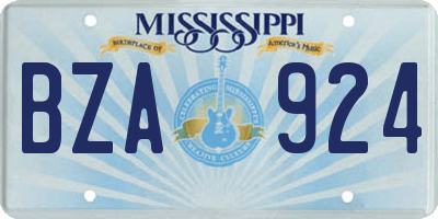 MS license plate BZA924