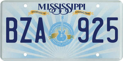 MS license plate BZA925