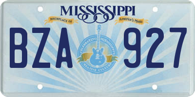 MS license plate BZA927