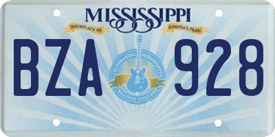 MS license plate BZA928