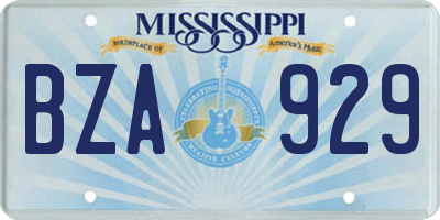 MS license plate BZA929
