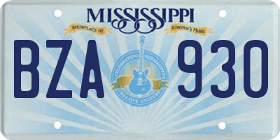MS license plate BZA930