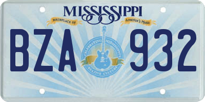 MS license plate BZA932