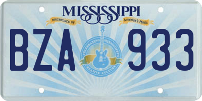 MS license plate BZA933