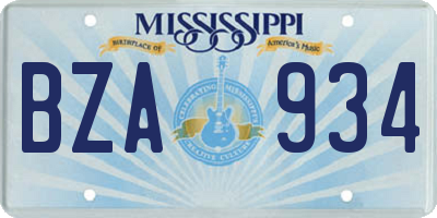 MS license plate BZA934