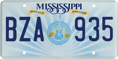 MS license plate BZA935