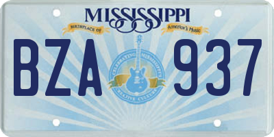 MS license plate BZA937