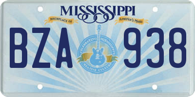 MS license plate BZA938