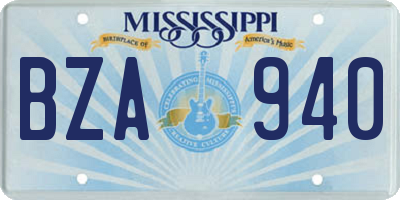 MS license plate BZA940