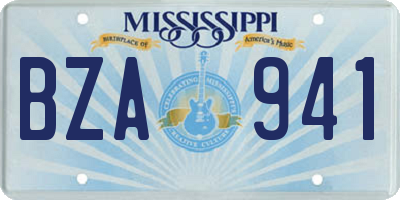 MS license plate BZA941