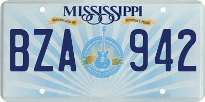 MS license plate BZA942