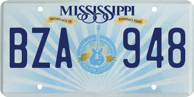 MS license plate BZA948