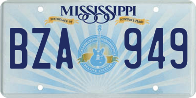 MS license plate BZA949