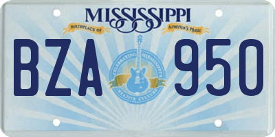 MS license plate BZA950