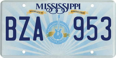 MS license plate BZA953