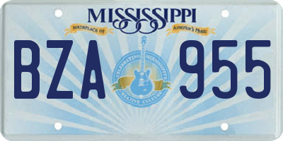 MS license plate BZA955