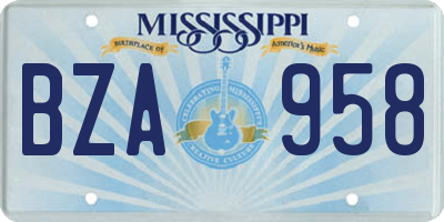 MS license plate BZA958